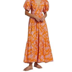 XiRENA Orange and White Floral Maxi Dress